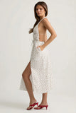 Backless Cotton Poplin Midaxi Dress in Rose Print