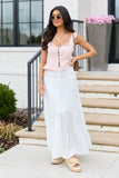 Giselle White Smocked Waist Maxi Skirt