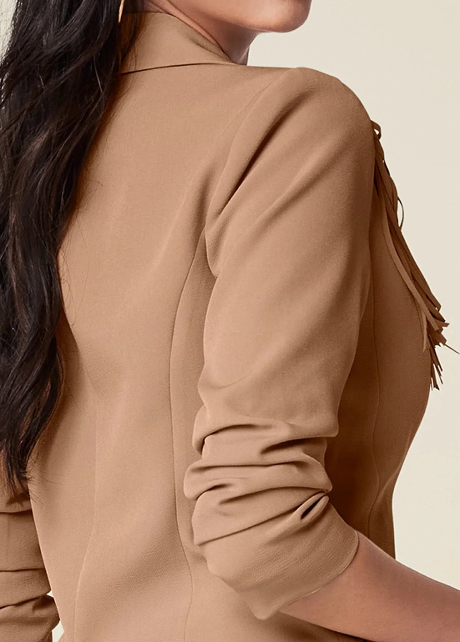 Fringe Suiting Blazer Camel