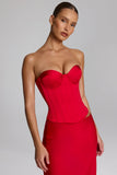 Lace Up Corset Top in Fire Red