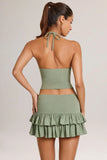 Modal Ruffle Mid Rise Mini Skort in Sage Green