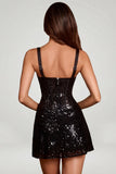 Embellished Peekaboo Corset A Line Mini Dress in Black Zebra