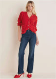 Button Down Cardigan Haute Red