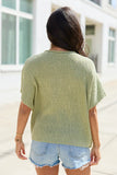 Alana Olive Open Knit Short Sleeve Sweater