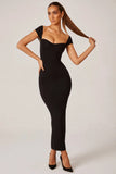 Sweetheart Neckline Maxi Dress in Black