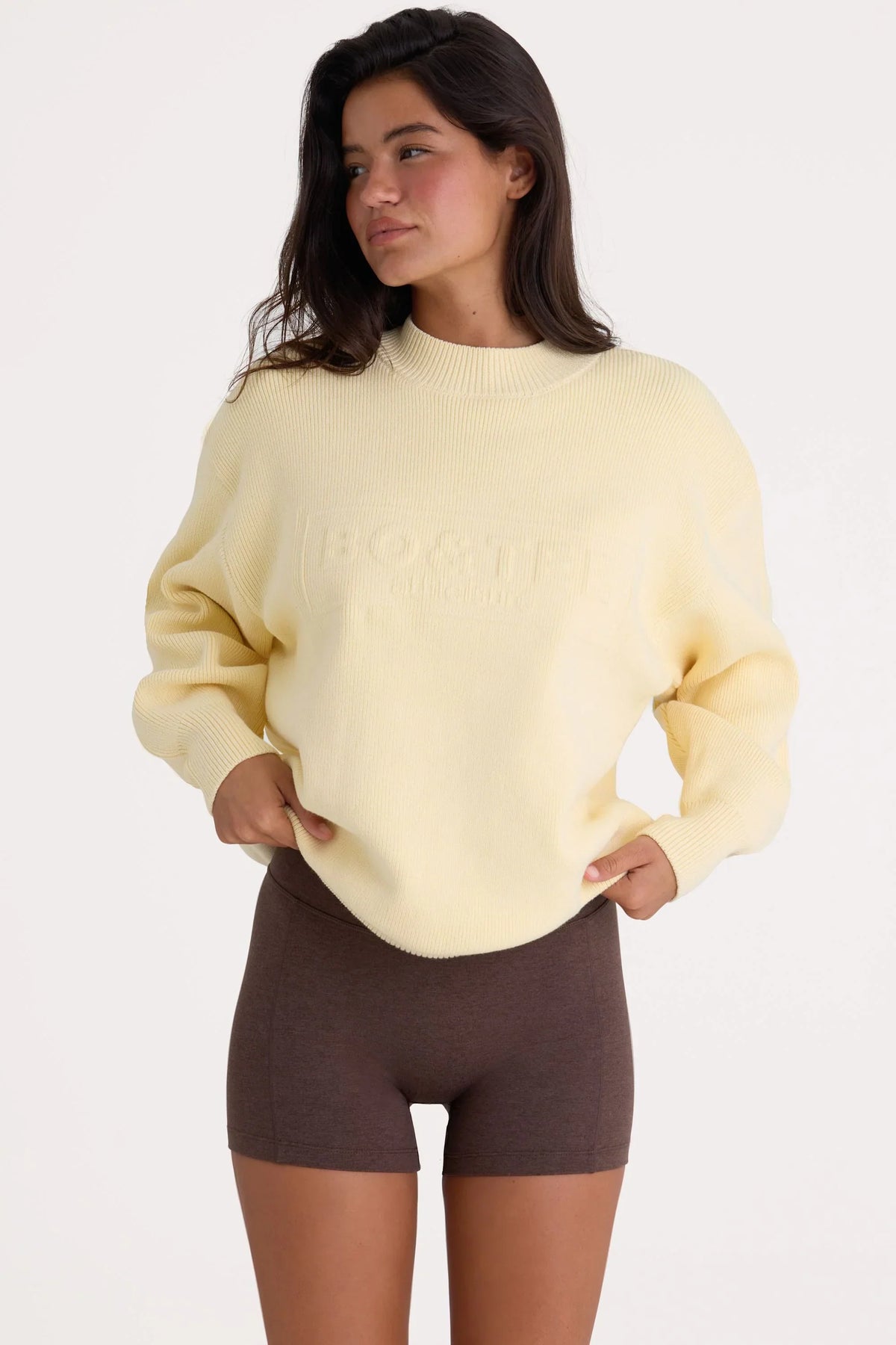 Ribbed Knit Oversized Jumper in Lemon
