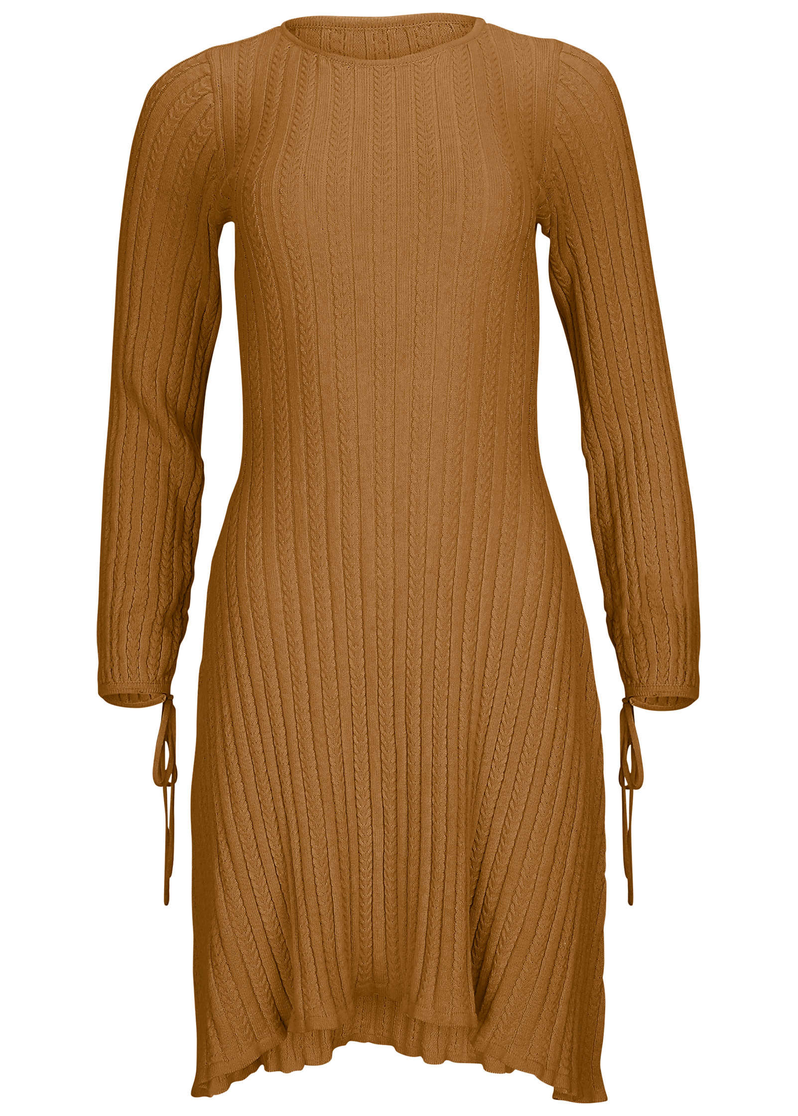 Tie Detail Mini Sweater Dress Hazelnut