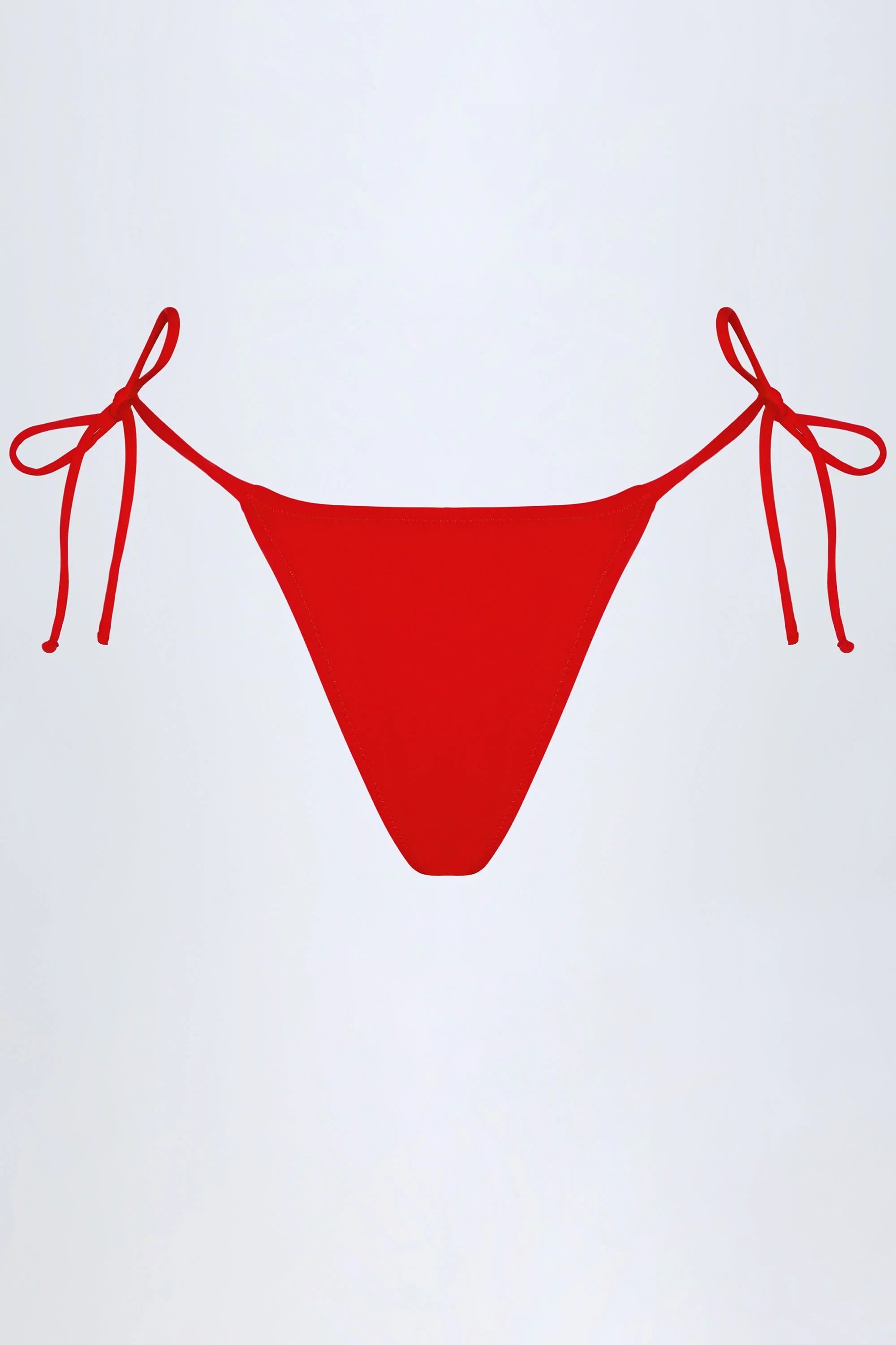 Side Tie Cheeky Bikini Bottoms in Fiery Red