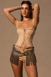 Fringed Belt in Dark Tan