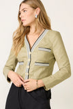 Torrence Collarless Varsity Blazer