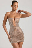 Embellished Cut Out Mini Dress in Honey
