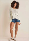 Pointelle Pullover Beige
