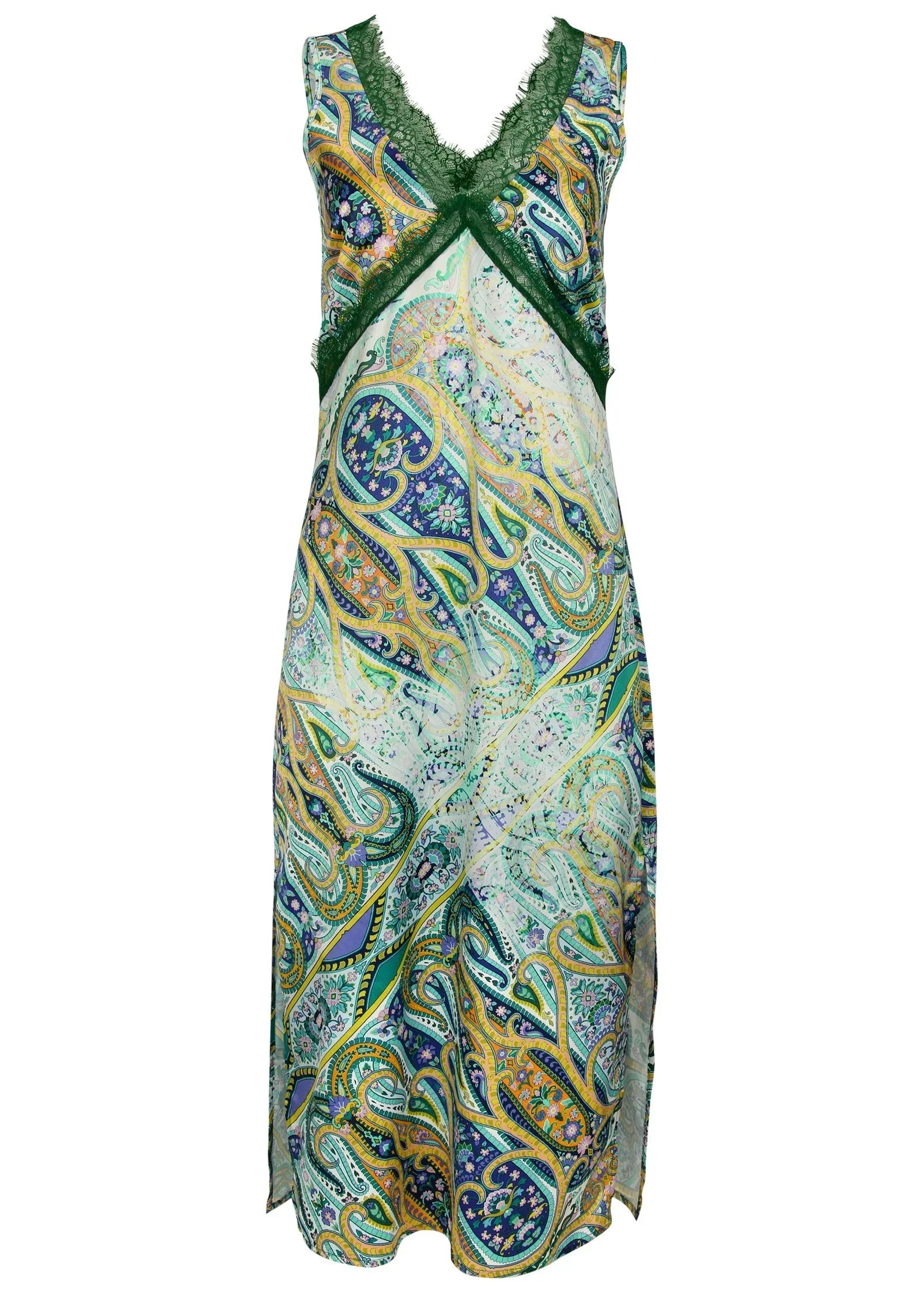 Lace Trim Midi Dress Ethereal Paisley