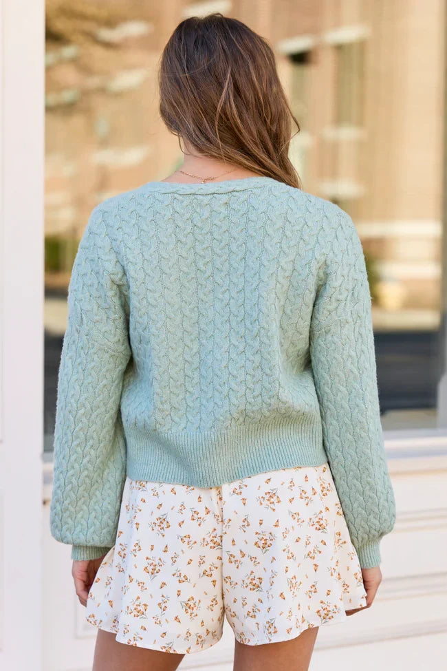 Heather Sage Green V Neck Cardigan SALE