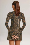 Modal Long Sleeve Mini Dress in Leopard Print