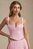 Lace Up Corset Top in Soft Pink