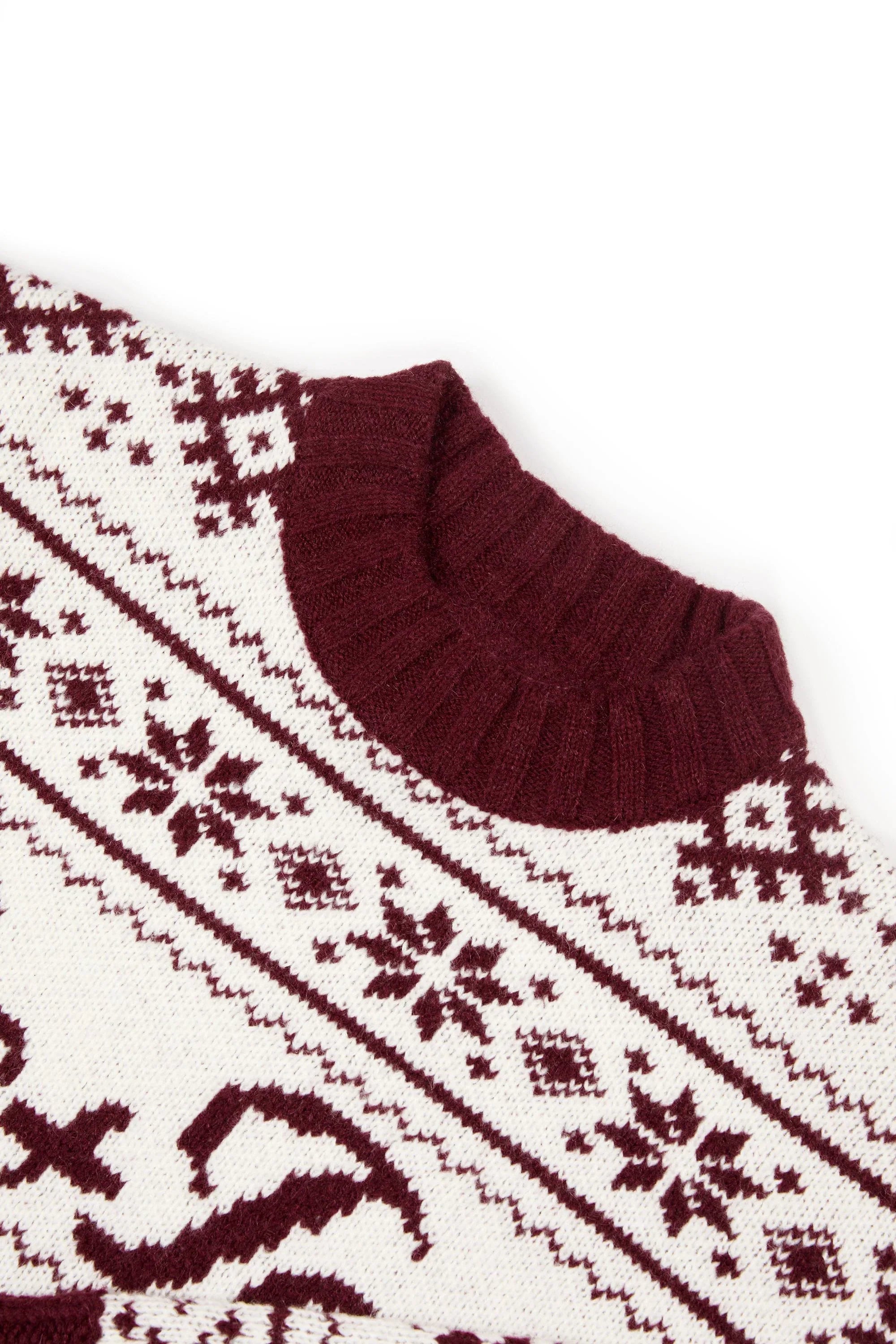 Jacquard Knit Oversized Jumper in Crimson Red
