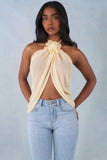 Halterneck Open Front Top in Butter Yellow