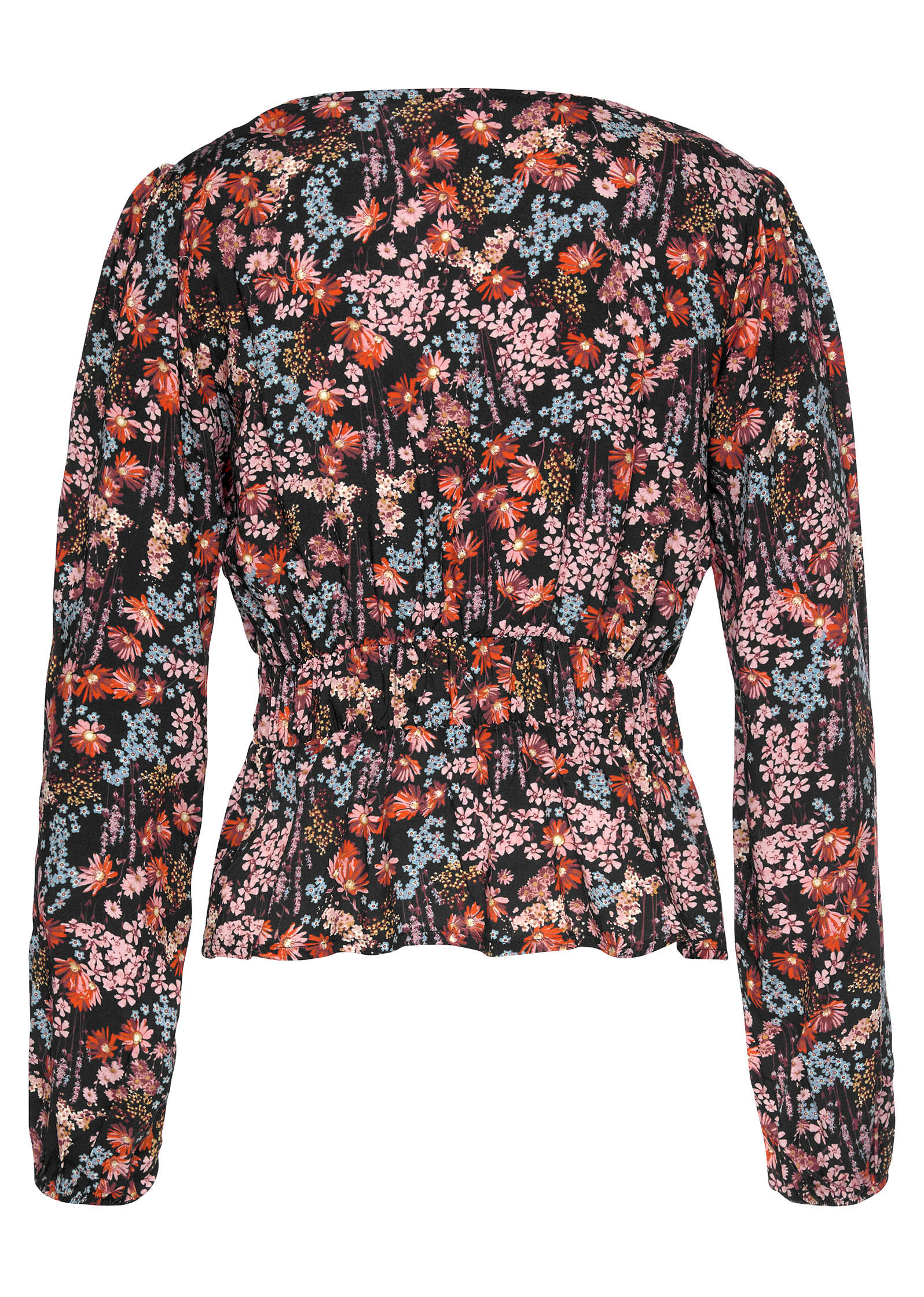 V Neck Peplum Blouse Purple Multi