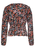V Neck Peplum Blouse Purple Multi