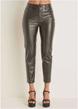 Faux Leather Straight Pants Brown