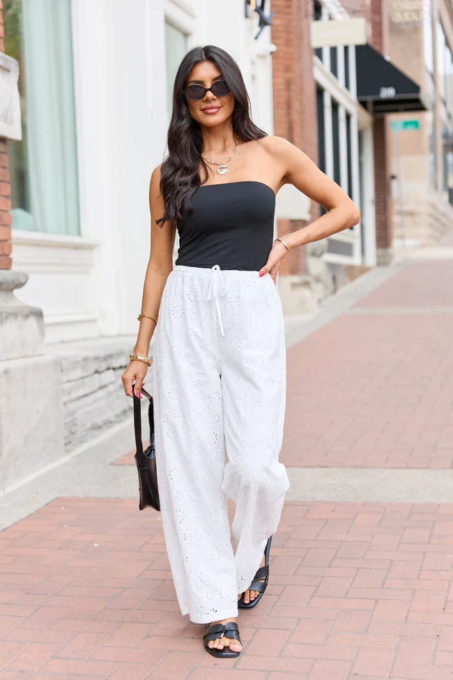 Haven White Eyelet Lace Pants