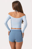 Soft Jersey Off Shoulder Top in Powder Blue