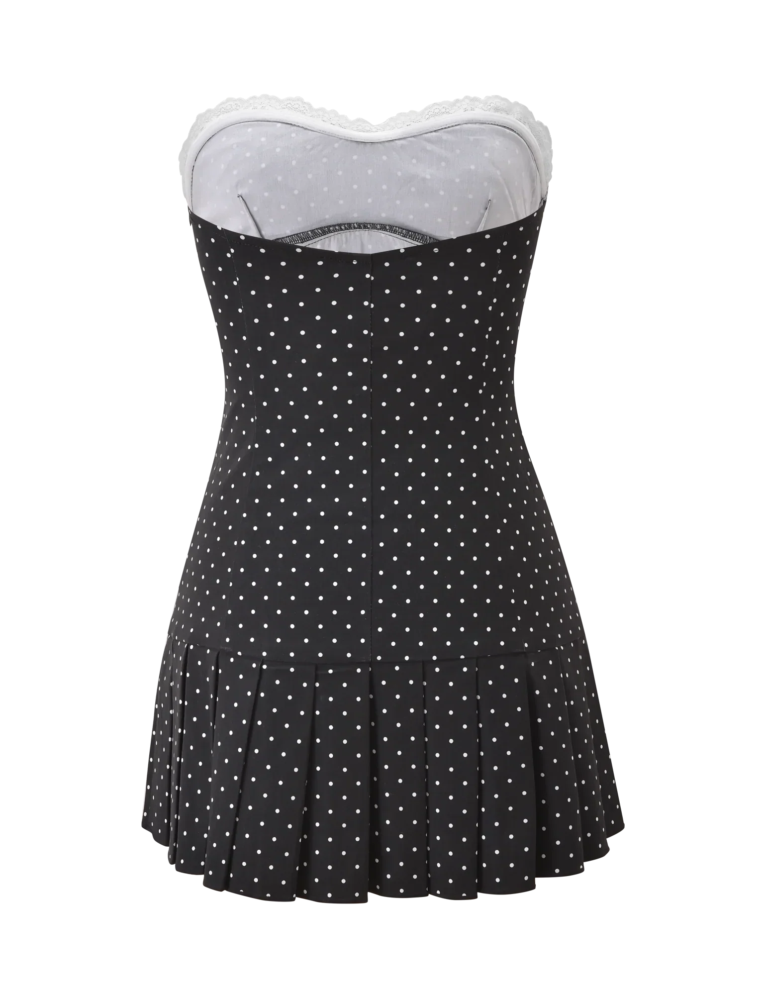 KITTIE LACE PLEAT DRESS BLACK DOT
