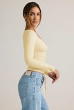 Modal Ruched Long Sleeve Top in Buttercream Yellow
