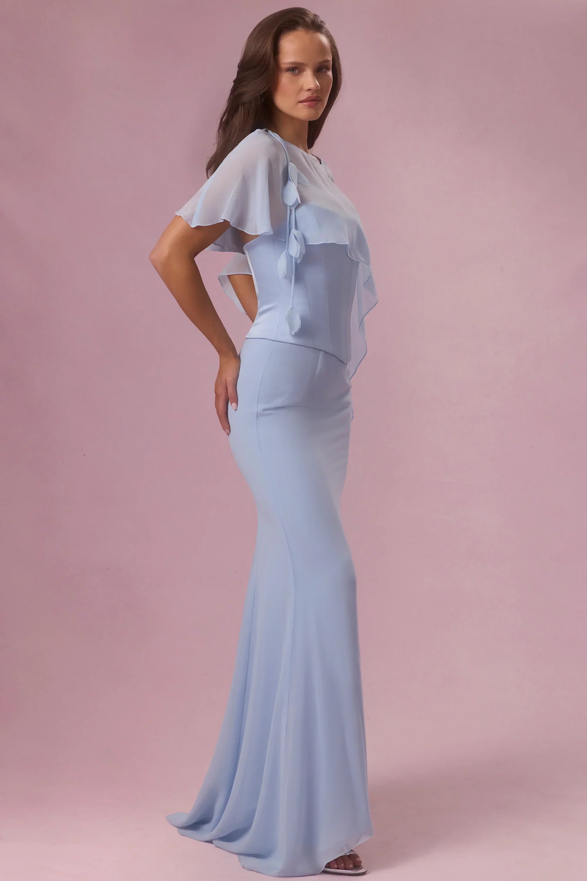 Chiffon Cape in Sky Blue