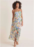 Strapless Ruffle Maxi Field Of Flowers