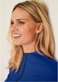 Ponte Zip Front Mini Dress Blue