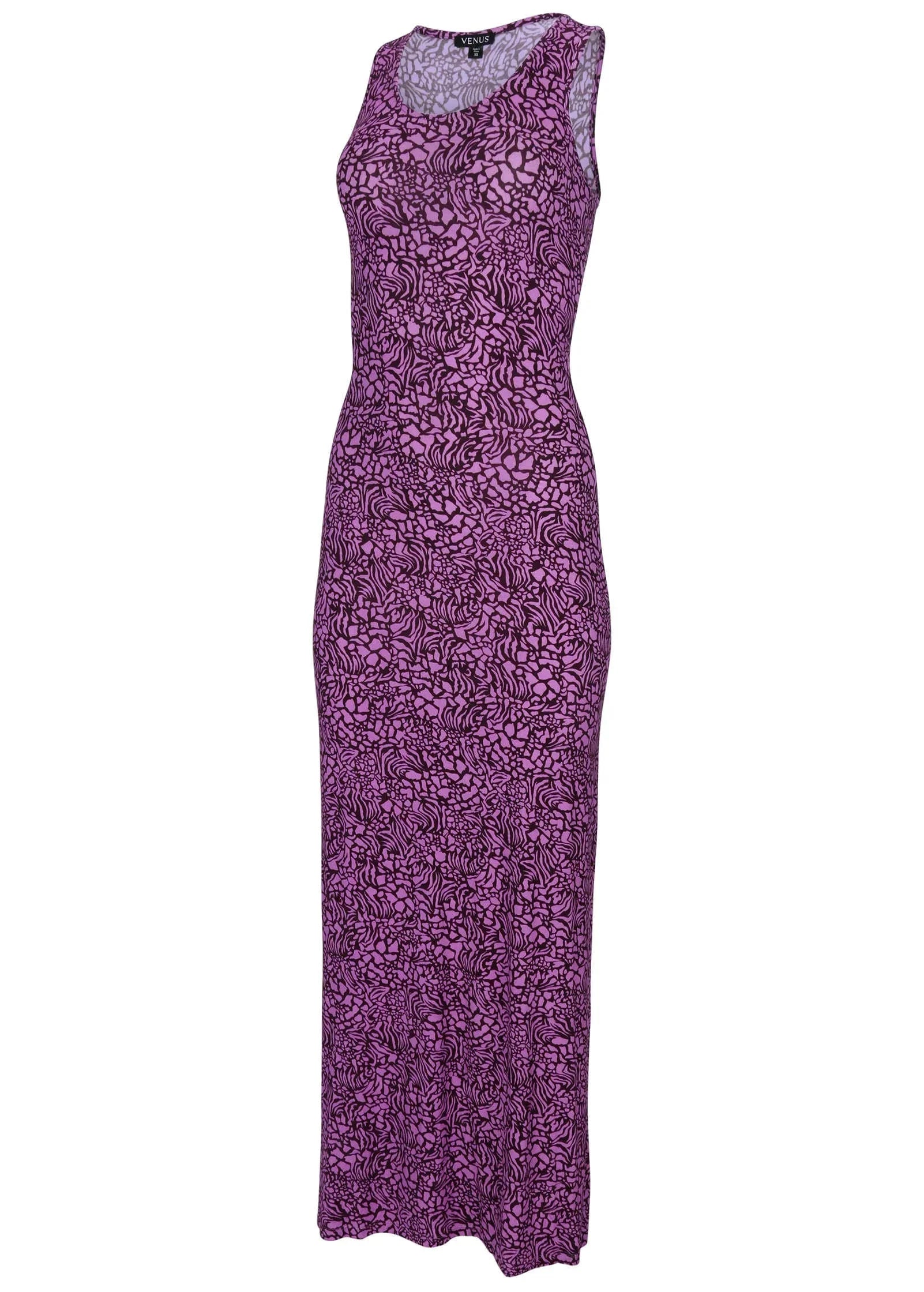 Tank Maxi Dress Purple Abstract Animal