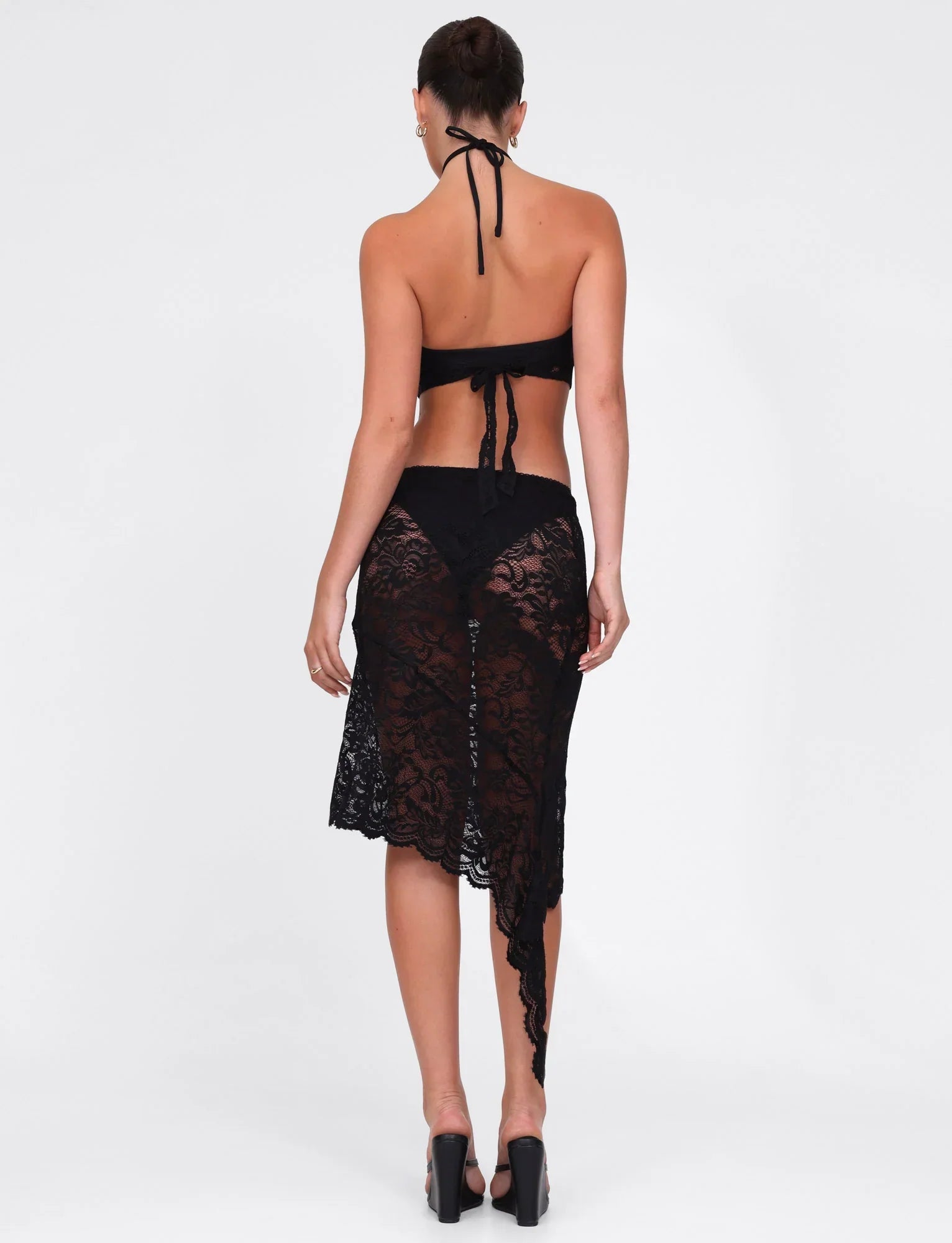 SIYA MIDI SKIRT BLACK LACE BLACK LACE