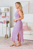 Emmie Lou Pink Striped Ribbed Knit Maxi Dress