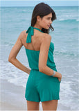 Cowl Neck Cover Up Romper Teal