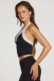 Modal Lace Trim Halterneck Top in Black
