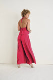 Cross Neck Jumpsuit Red