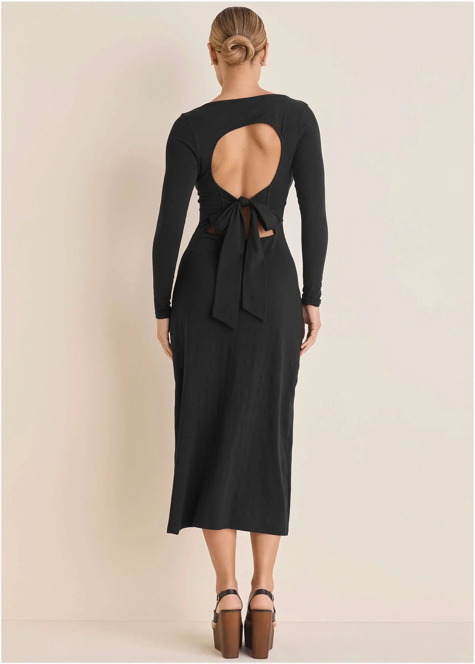 Open Back Maxi Dress Jet Black
