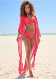 Crochet Kimono Cover Up Sunset Pink