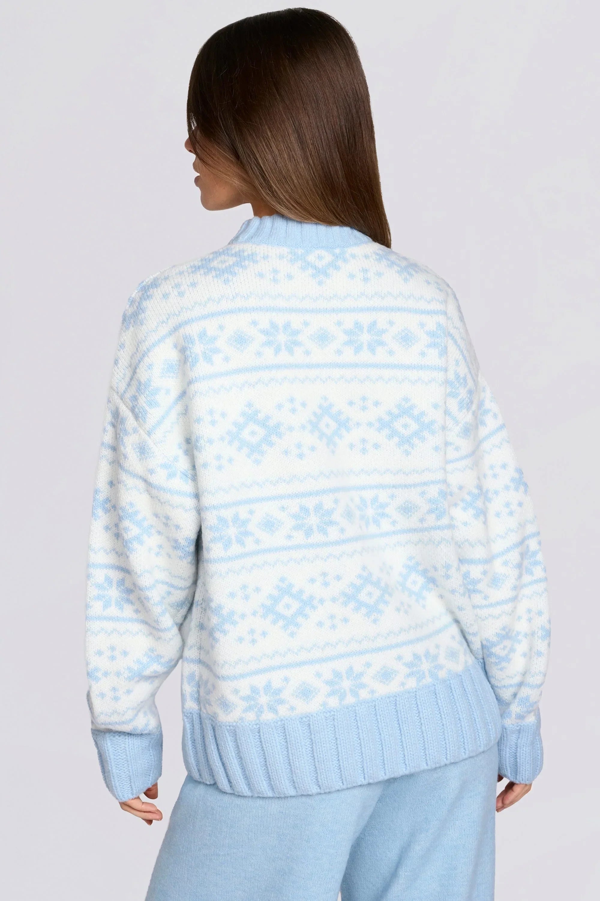 Jacquard Knit Oversized Jumper in Powder Blue