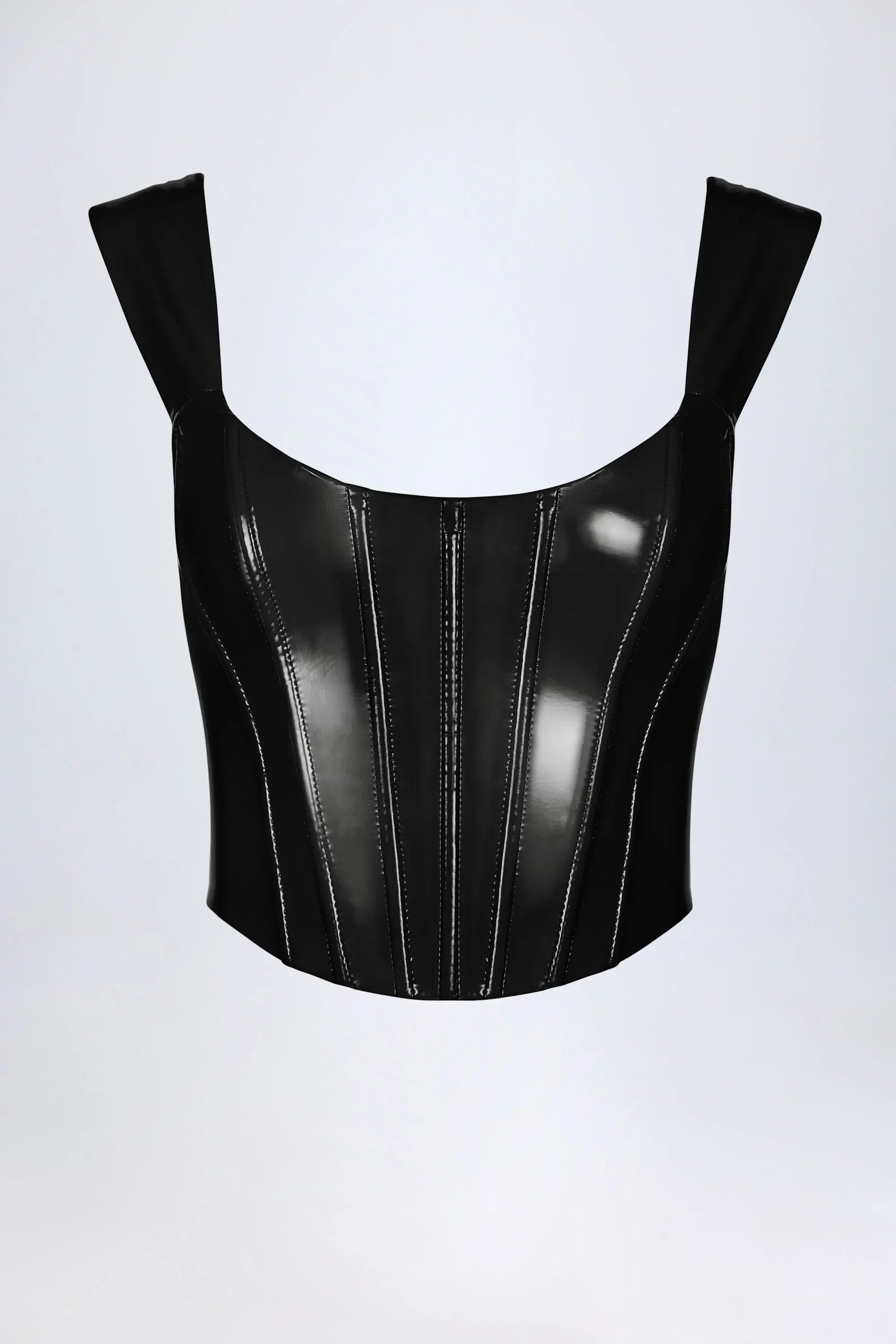 Vinyl Lace Up Corset Top in Black