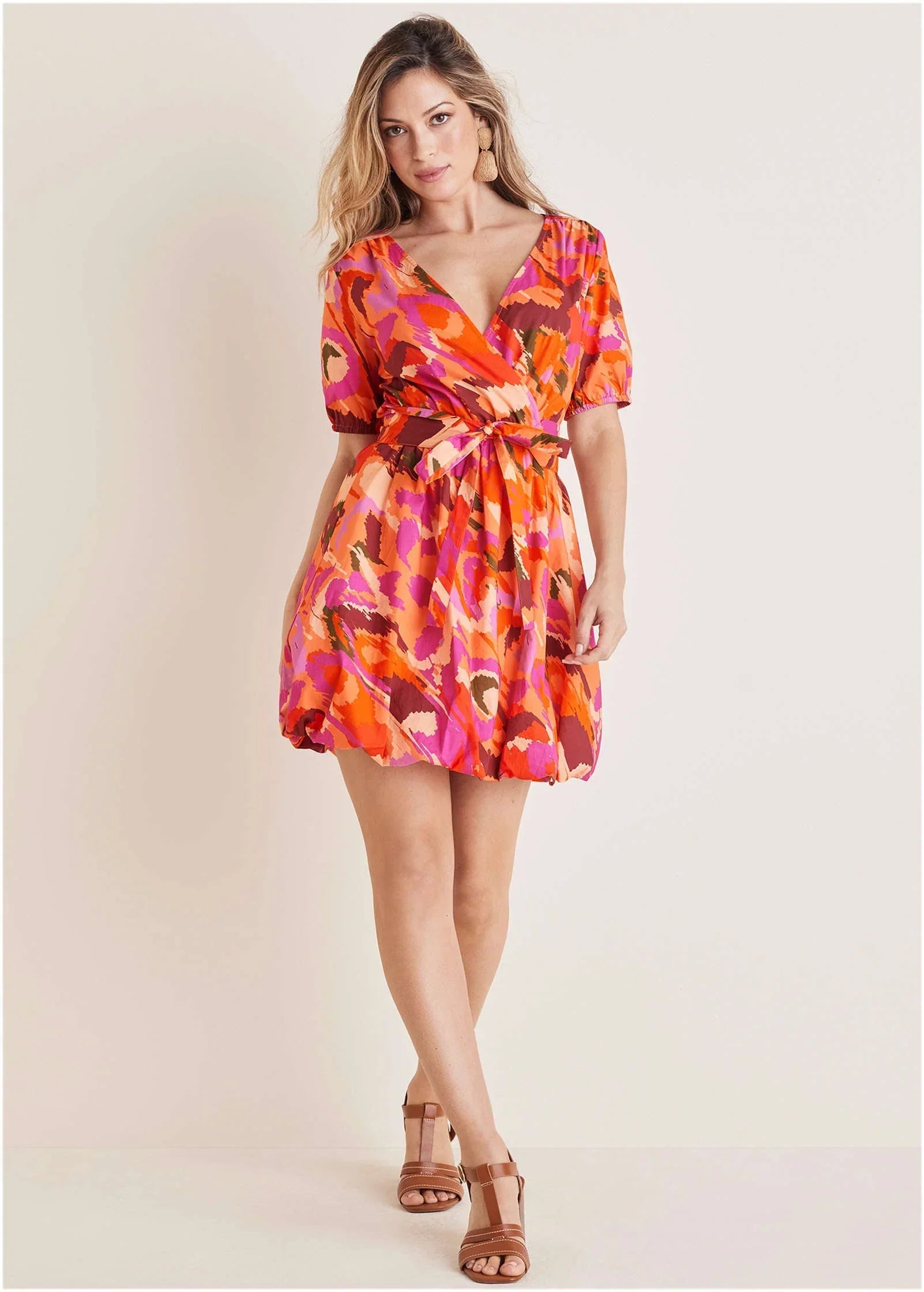 Bubble Hem Mini Dress Soft Ikat