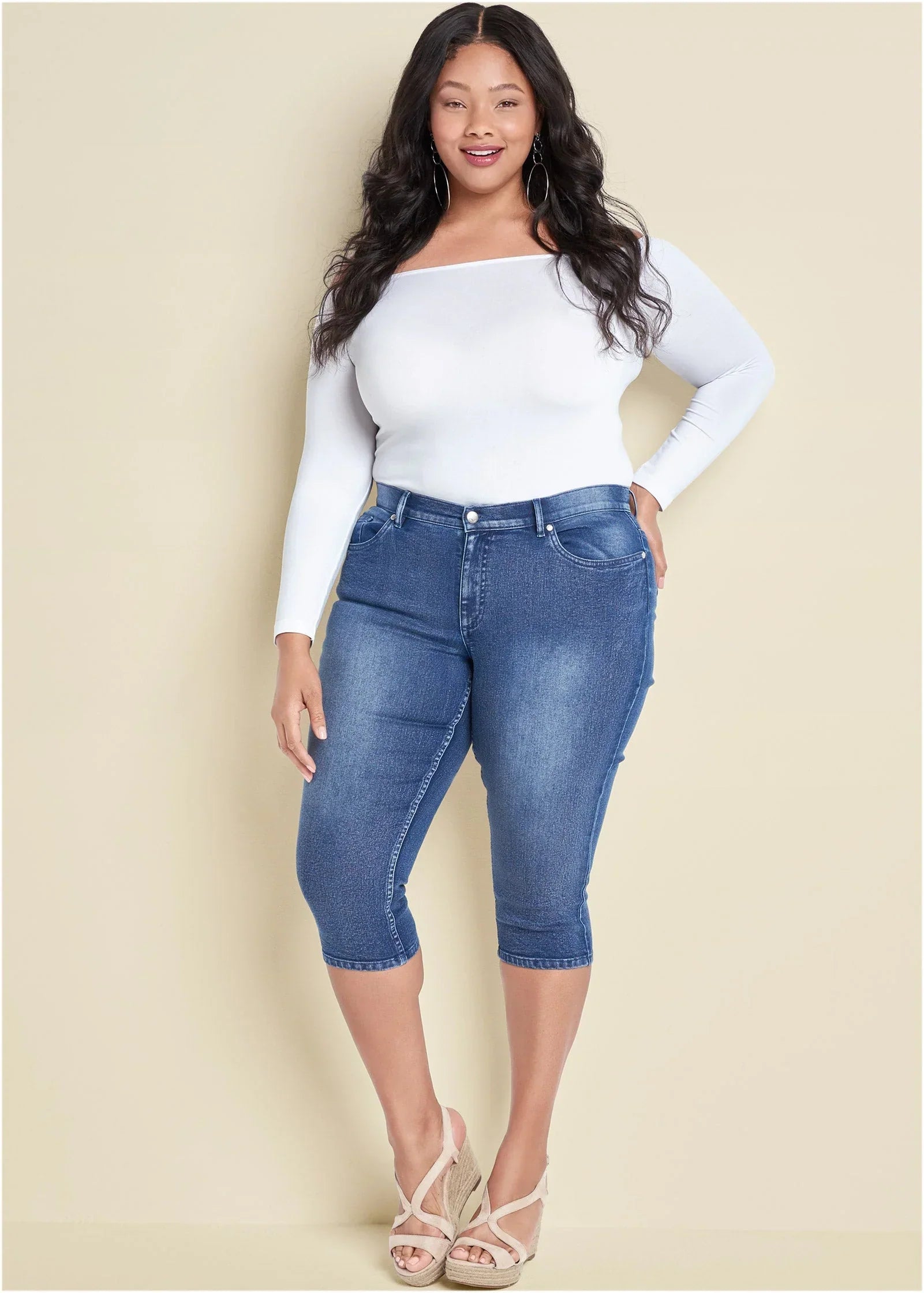 Cindy Capri Jeans Medium Wash