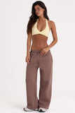 Brushed Jersey Wide Leg Joggers in Cocoa