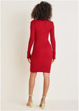 Button Detail Sweater Dress Equestrian Red