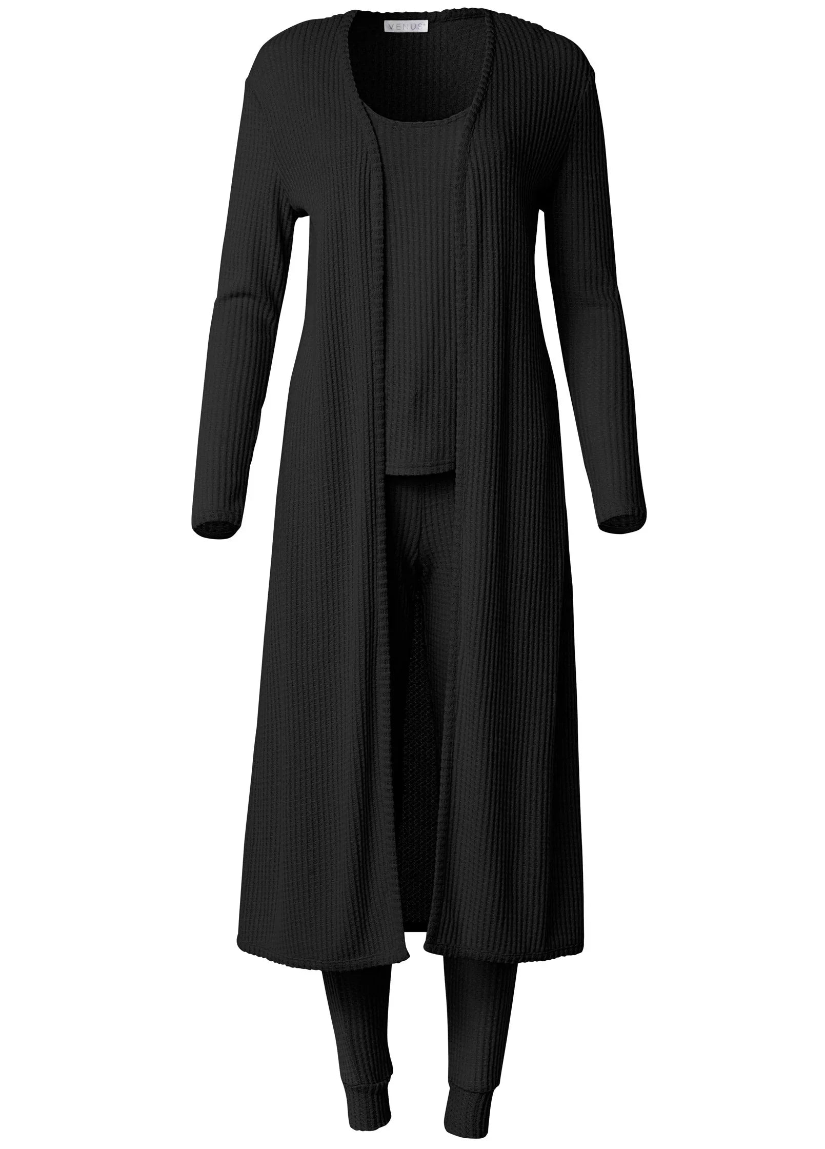 Cozy Waffle 3 Piece Set Black