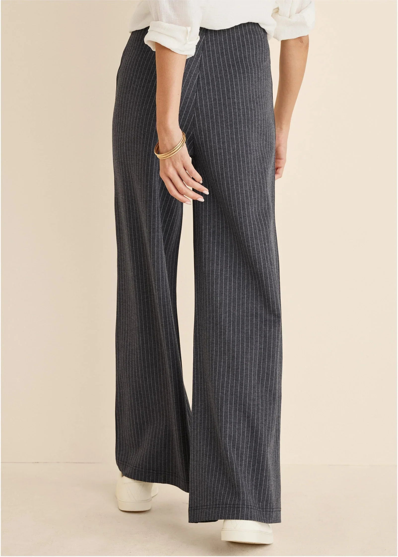 Diana Wide Leg Pants Heather Grey Cream