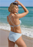 Embellished Bikini Top Light Blue