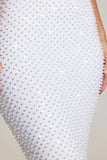 Embellished Cowl Neck Maxi Dress in White